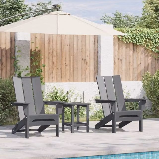 Berkfield Home 3 Piece Modern Garden Lounge Set in Light Grey HDPE – 1