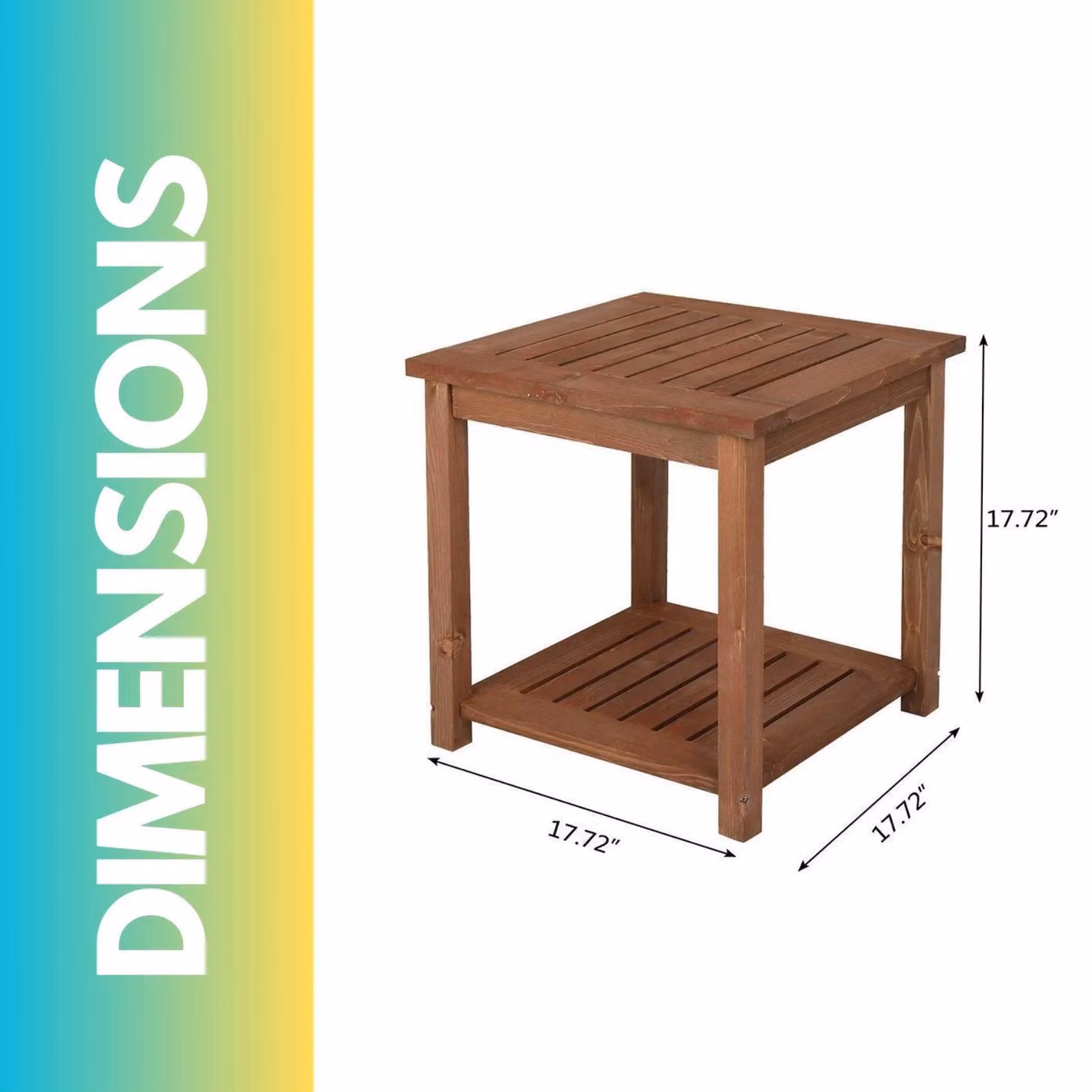 FURNOS 2 Tier Wooden Side Coffee Table for Garden, Brown, W/D/H: 45 x 45 x 45 cm – 2