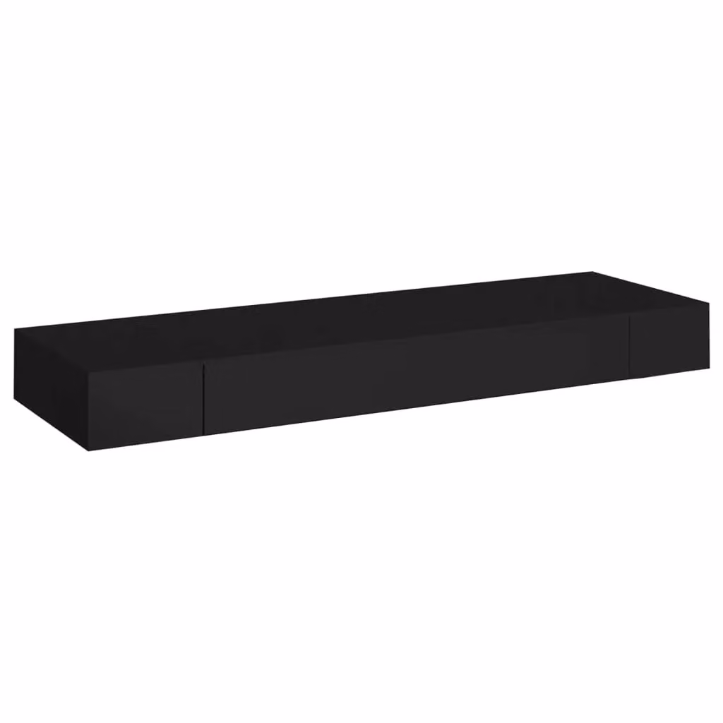 Berkfield Home Floating Wall Shelf with Drawer, Black, W/D/H: 80 x 25 x 8 cm – 2