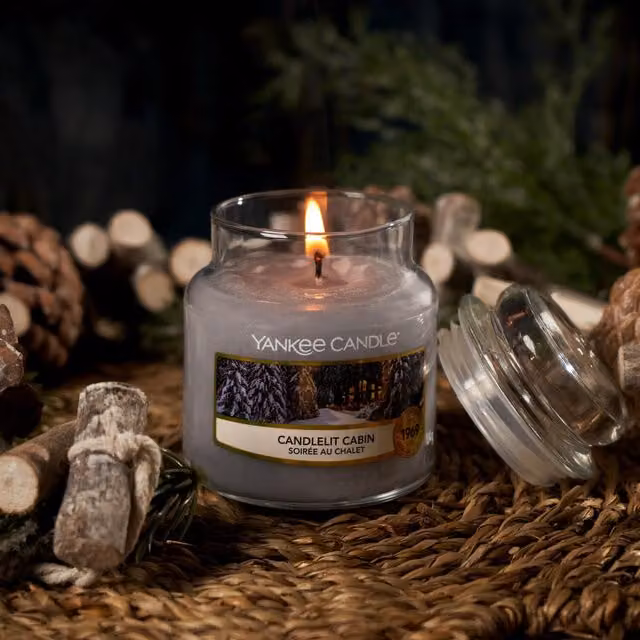 Yankee Candle Scented Candle in Grey Candle Lit Cabin