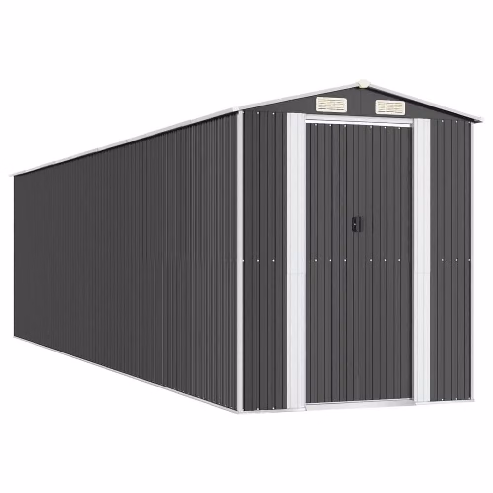Berkfield Home Anthracite Garden Shed in Galvanised Steel, W/D/H: 772 x 192 x 223 cm – 2
