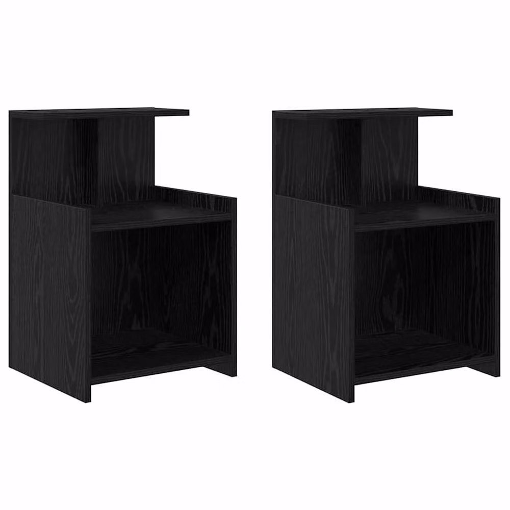 Berkfield Home Modern Bedside Cabinets 2-Pack, Black Oak, W/D/H: 40 x 35 x 60 cm – 3