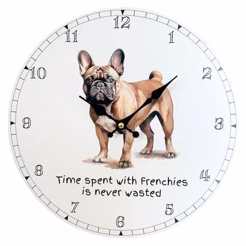 Animal Crackers French Bulldog Wall Clock, Multicolour, Diameter: 33 cm – 1