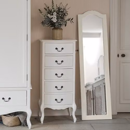 Statement Furniture Juliette Classic Full Length Leaner Mirror in Beige and White, W/H: 45 x 165 cm