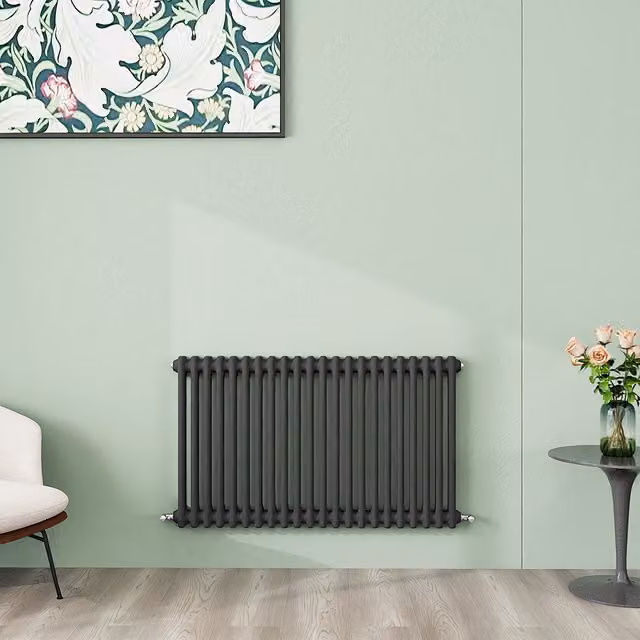AicaBathroom Horizontal Traditional Cast Iron Style 2 Column Radiator in Anthracite Grey, W: 60 cm, H: 101 cm