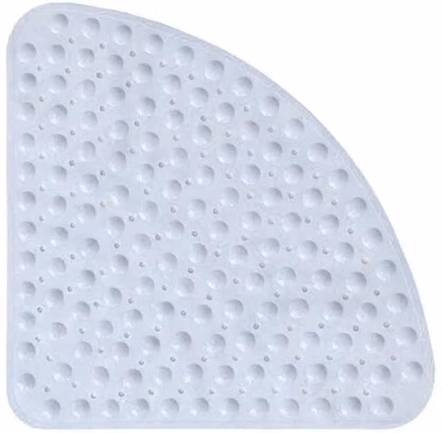 VOGREX Non-Slip Semicircular Quadrant Corner Shower Bath Mat in Light Grey, 54 x 54 cm