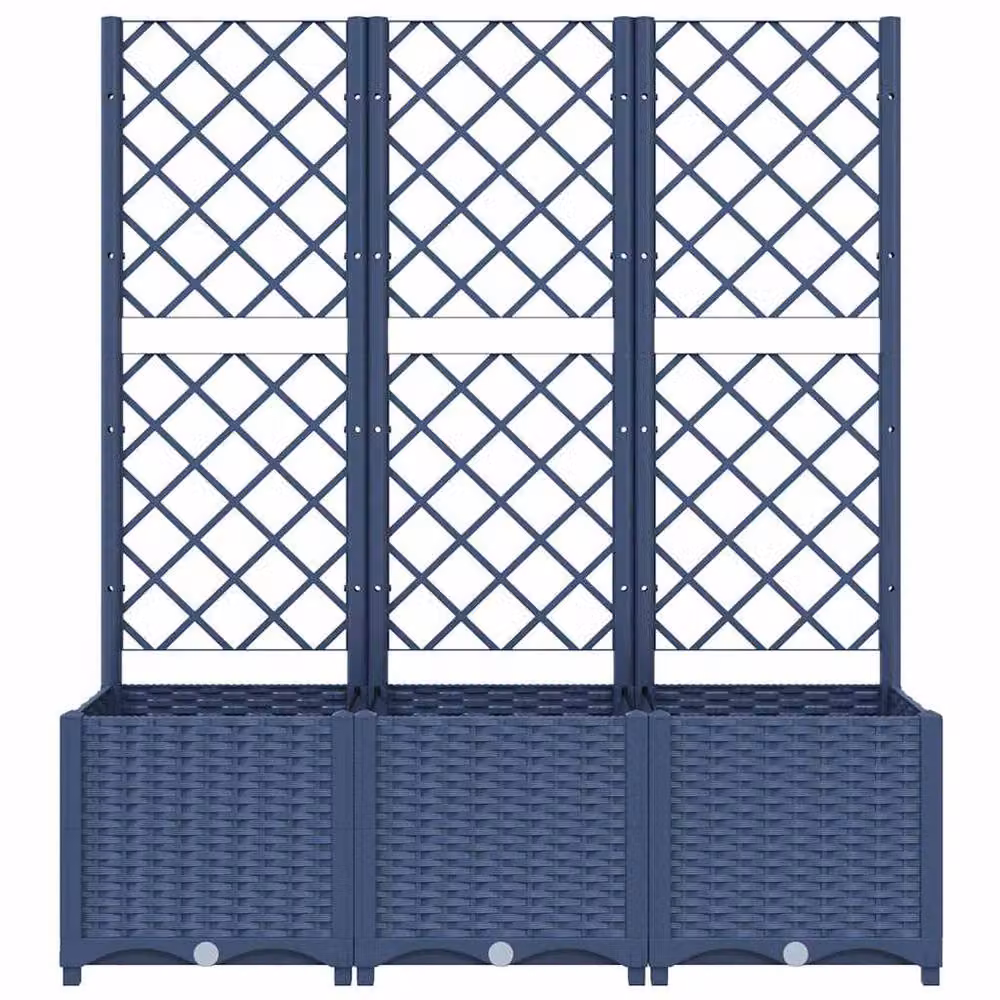 Berkfield Home Garden Planter with Trellis in Dark Grey, W/D/H: 120 x 40 x 136 cm – 3