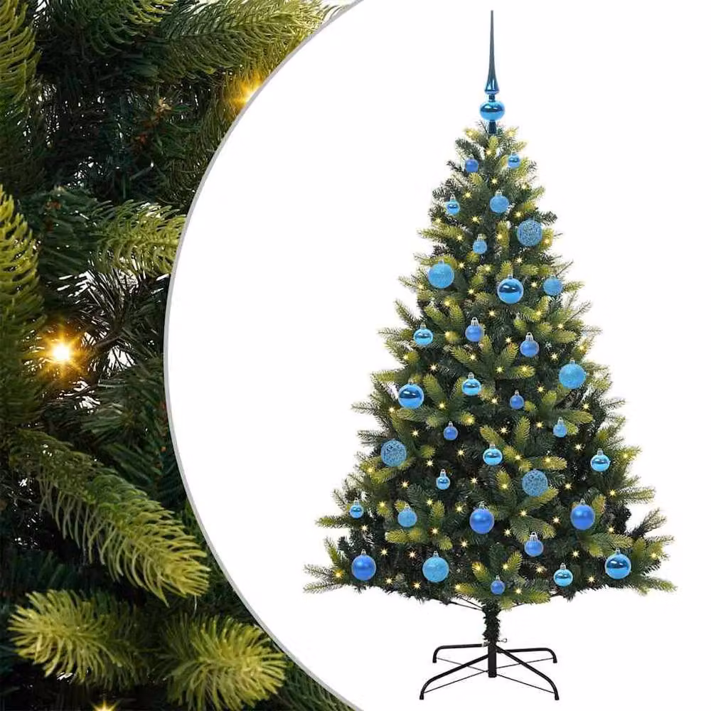 Berkfield Home Realistic Artificial Hinged Christmas Tree with 150 LEDs, Green, Height: 150 cm – 3
