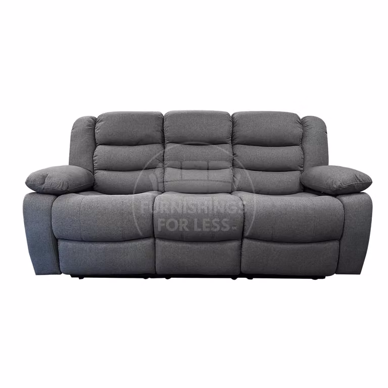 Furnishings For Less UK Manhattan Grey Fabric Sofa Suite with 3 Seater and 2 Seater Manual Reclining Sofas, High Back and Cup Holders