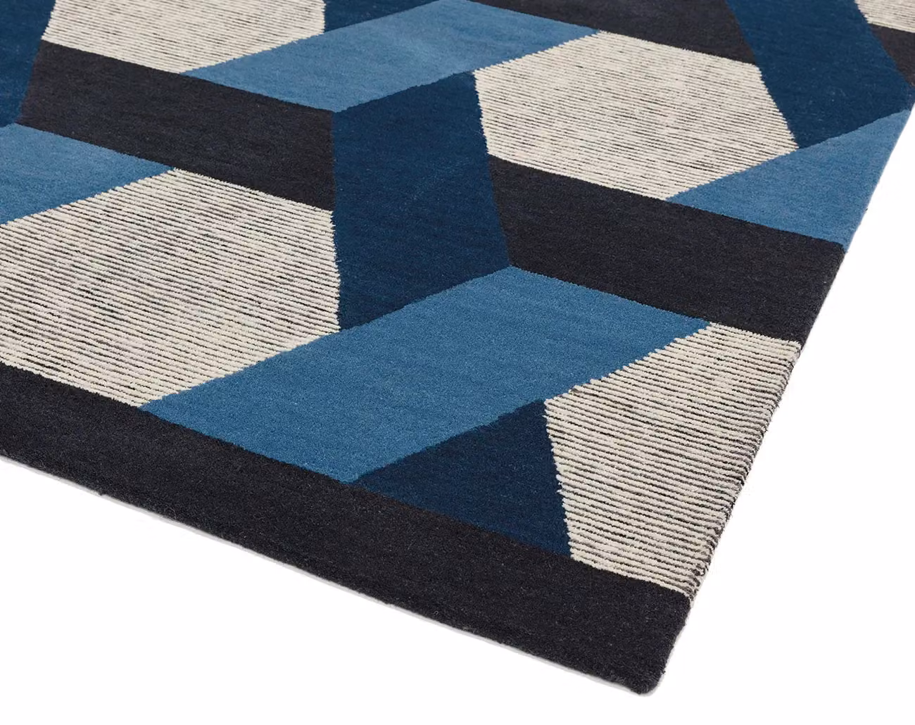 The Rug Shop UK Blue Modern Geometric Machine Woven Area Rug W: 160 cm, D: 230 cm – 2