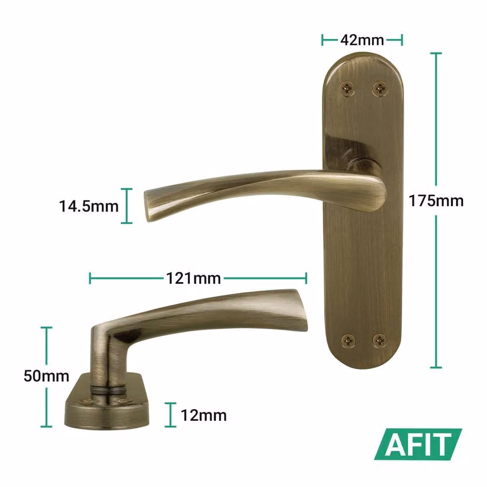 AFIT Antique Brass Twist Door Handle and Latch Set with Backplate in Bronze, 6 Pairs, W/D/H: 15.0 x 15.0 x 1.75 cm – 2