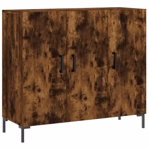 vidaXL Modern Sideboard in Brown Smoked Oak, W/D/H: 90 x 34 x 80 cm