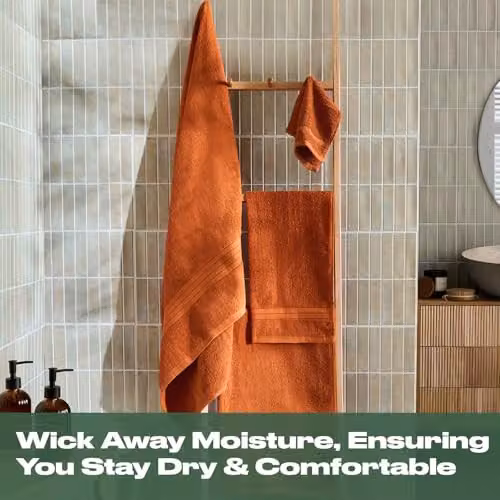 Brentfords 2 Pack of 100% Cotton Terry Hand Towels in Orange, W/D/H: 50 x 80 x 0.5 cm – 2