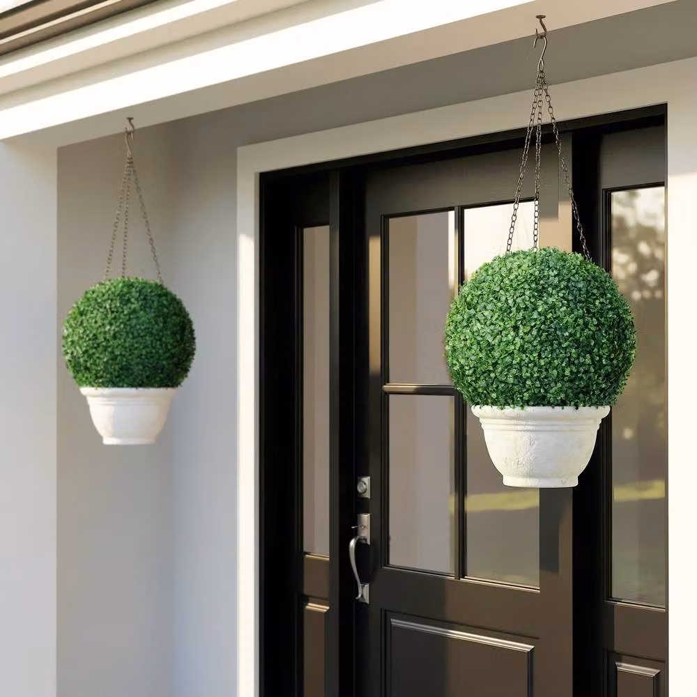 STILVORA Set of 2 Green Artificial Round Boxwood Balls, Diameter: 40 cm – 7