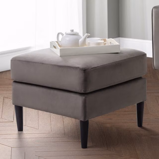 Julian Bowen Hayward Ottoman in Truffle Grey Velvet