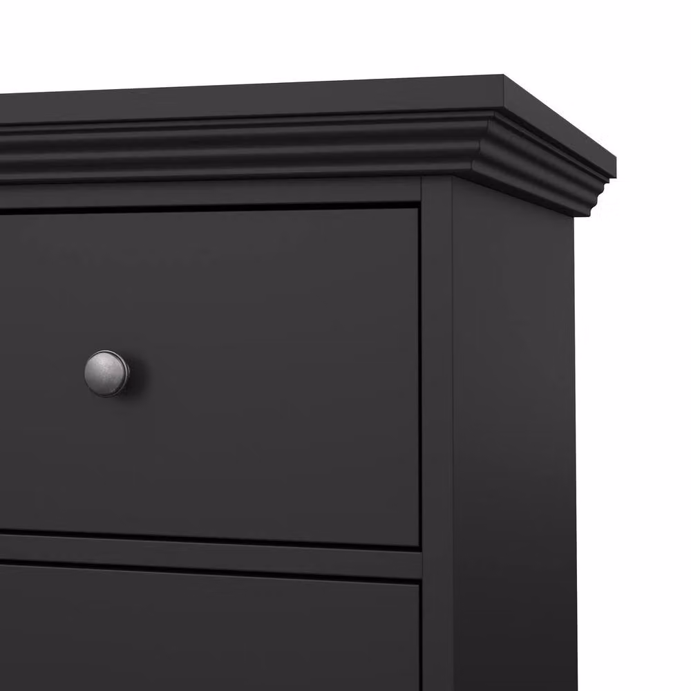 CALICOSY 4-Drawer Chest in Black, H 115.6 cm x W 51.6 cm x D 46.4 cm – 4