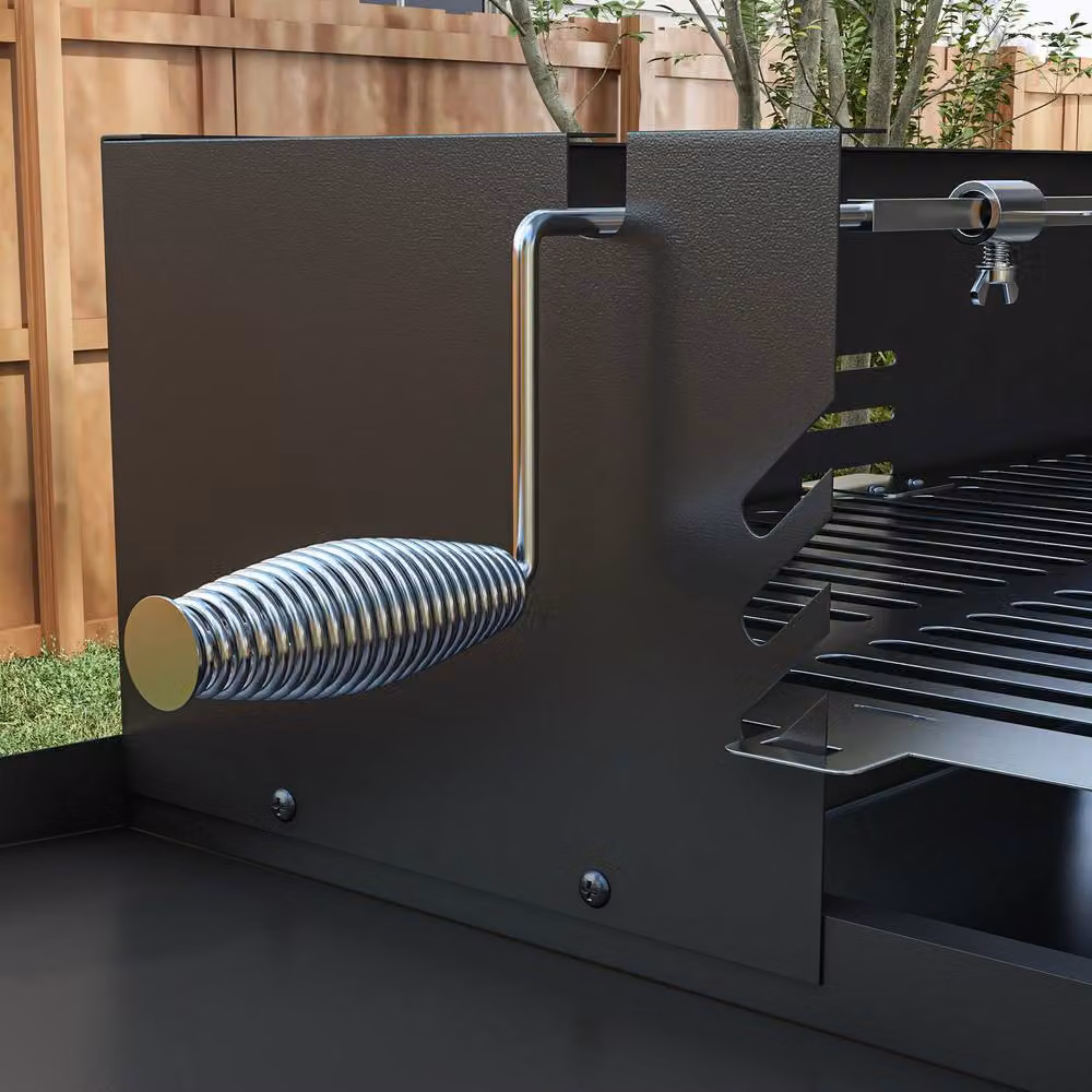 Rolipo Black Charcoal BBQ Rotisserie Grill Roaster with Side Shelves and Cart – 8