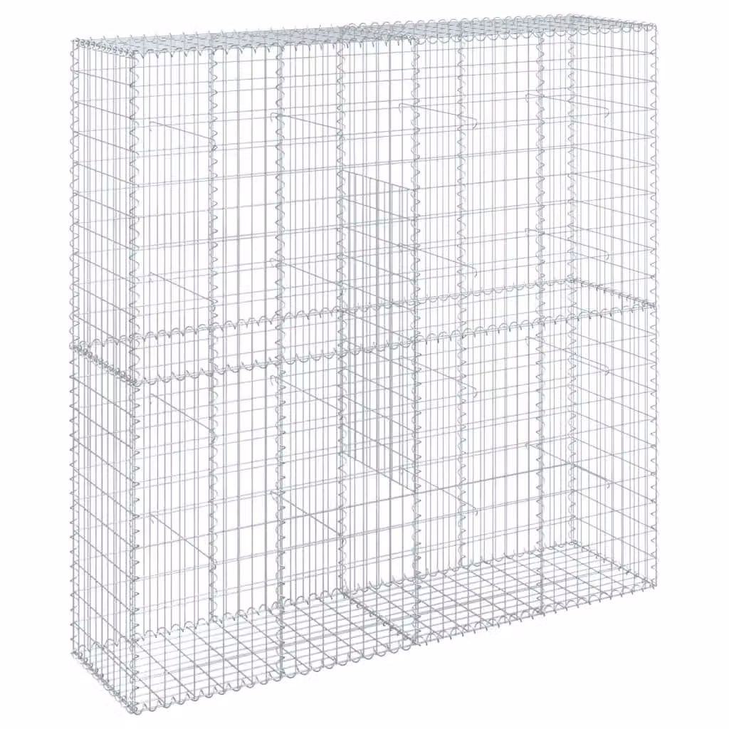 Berkfield Home Silver Galvanised Steel Gabion Basket with Cover, W/D/H: 200 x 50 x 200 cm – 2
