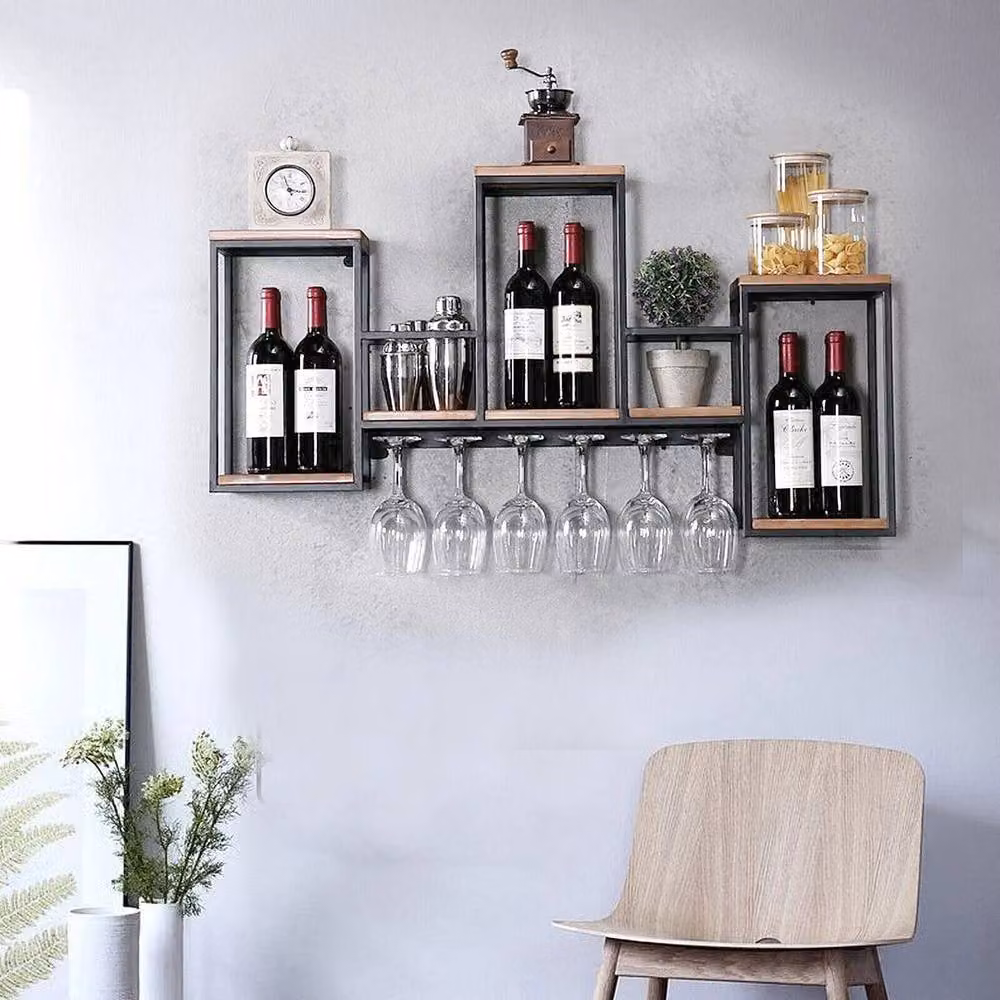 Kelvenix Industrial Wall Mounted Wine Rack in Brown – 5