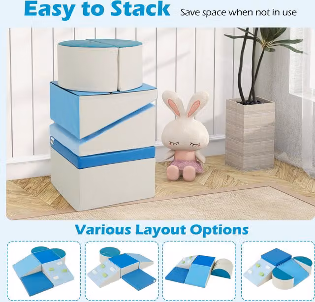 Costway Blue Connecting Foam Climbing Toys for Toddlers