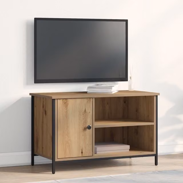 Berkfield Home Artisan Oak TV Cabinet in Beige, W/D/H: 80 x 40 x 50 cm – 1