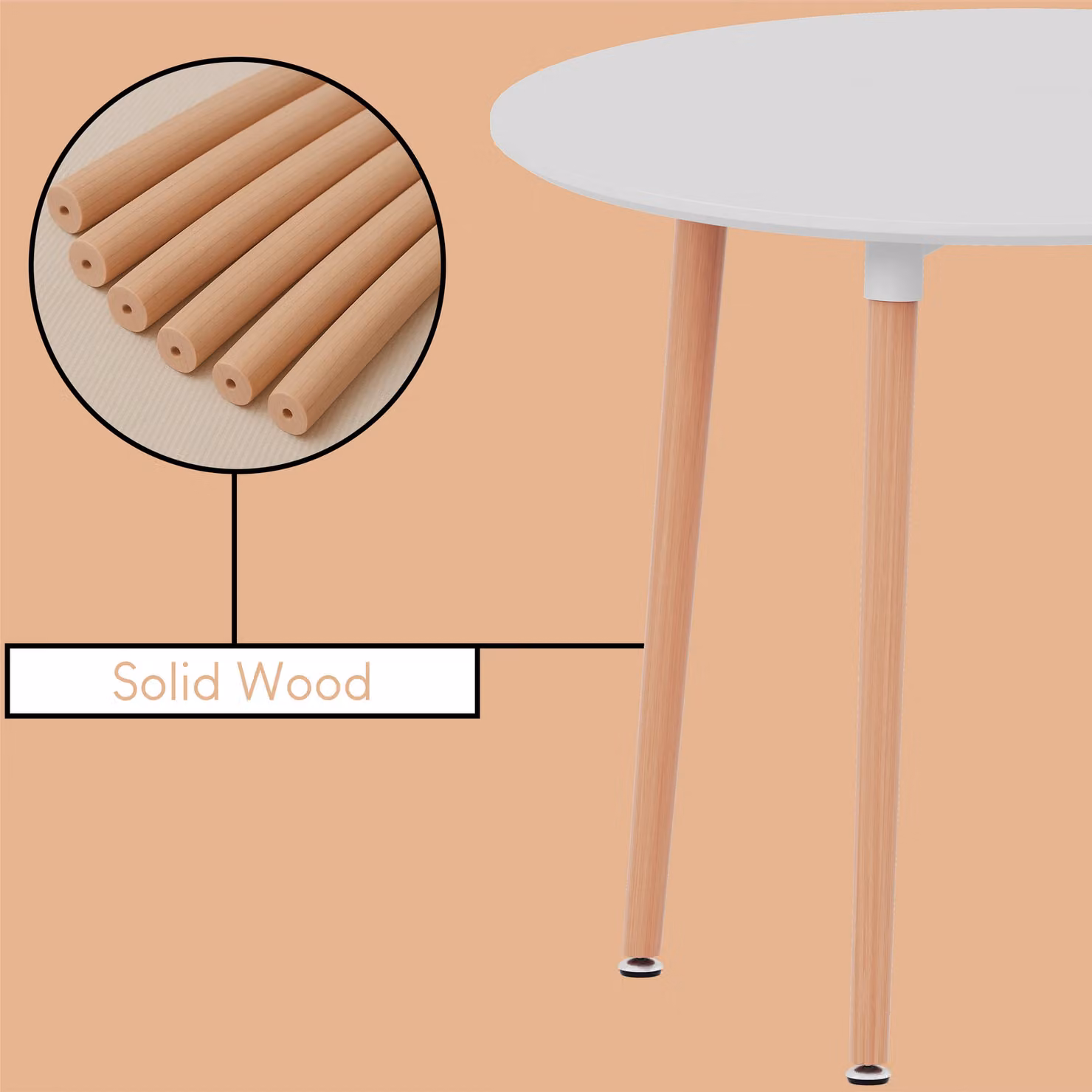 Vida Designs Batley Round 4 Seater Dining Table in White with Solid Beech Wood – 3