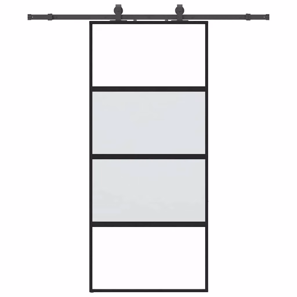 Berkfield Home Modern Black Sliding Glass Door with Hardware Set, W: 90 cm, H: 205 cm – 2