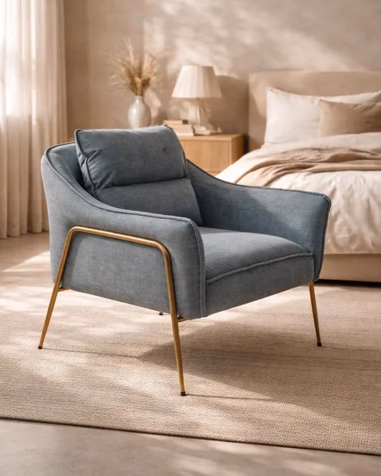 Tommy Franks Bella Pacific Torsion Lounge Chair in Blue Fabric