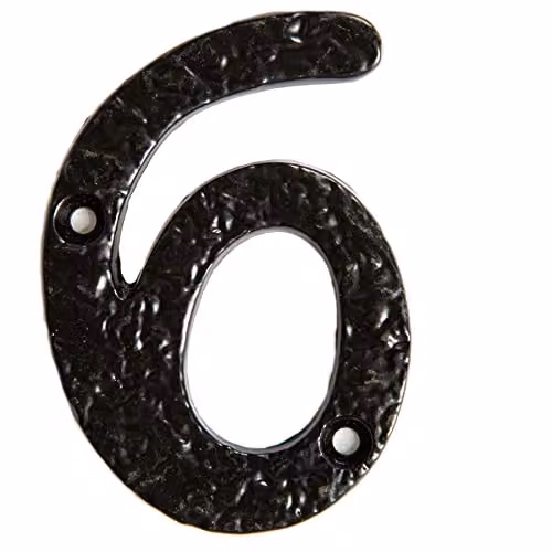 Hammer and Tongs Rustic Iron Number 6 Wall Numeral, Black, Pack of 2, Height: 7.5 cm – 3