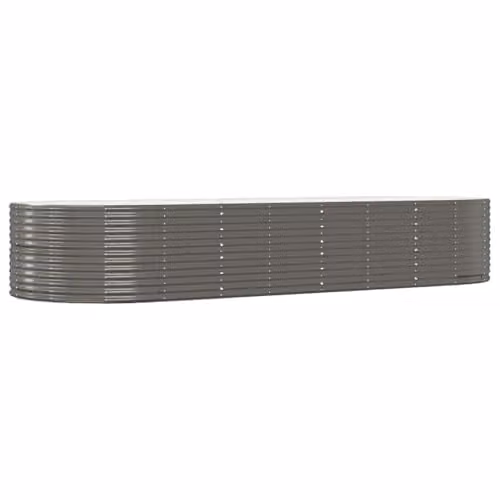vidaXL Grey Galvanised Steel Raised Bed for Vegetable, Herb or Ornamental Gardens W: 367 cm, D: 140 cm, H: 68 cm