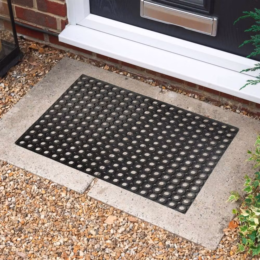 Havendro 2-Pack Heavy Duty Black Rubber Door Mats for Indoor and Outdoor Use, W: 100 cm, D: 60 cm – 5