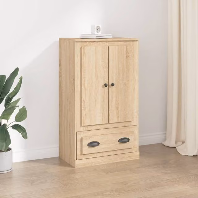 Berkfield Home Sonoma Oak Highboard in Brown and Beige, W/D/H: 60 x 35.5 x 103.5 cm