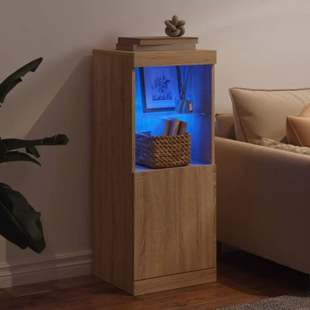 Berkfield Home Modern Sideboard with Integrated LED Lights in Sonoma Oak, Tan, W/D/H: 41 x 37 x 100 cm – 3