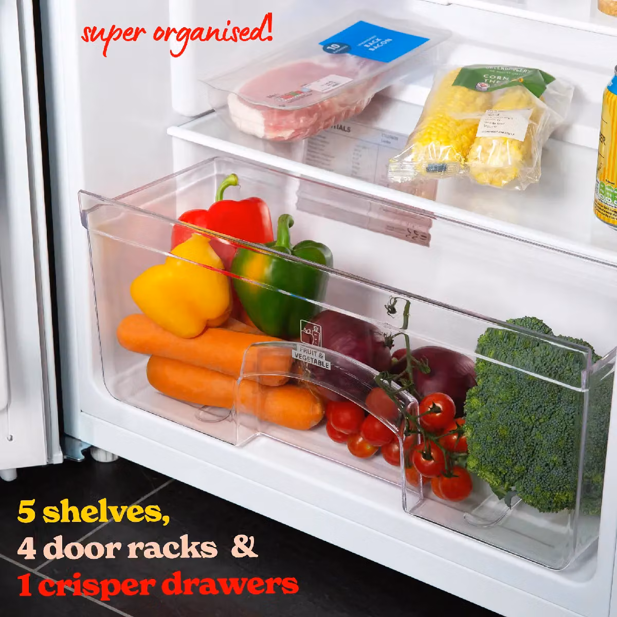 Russell Hobbs White Freestanding Larder Fridge with 242L Capacity, Height: 143 cm – 5