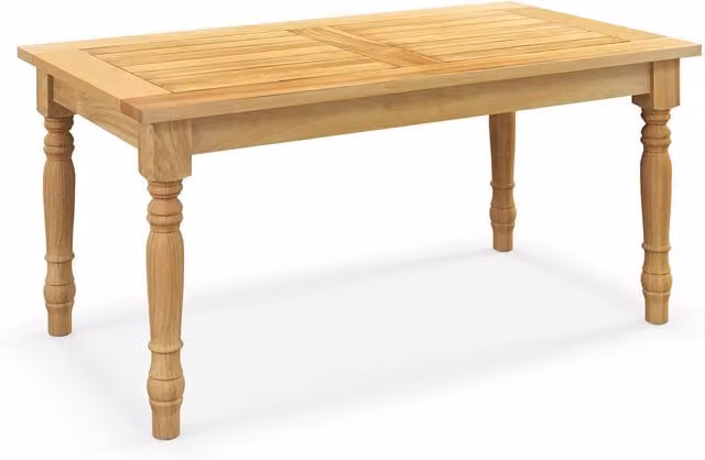 Gymax Rectangular Teak Wood Patio Coffee Table in Beige