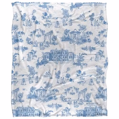 Netflix Bridgerton Around The Ton Toile Soft Microfibre Throw Blanket, W/D/H: 152 x 127 cm, Multicolour