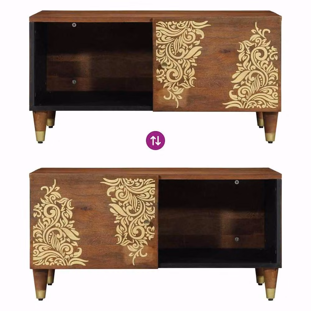 Berkfield Home Modern Mango Wood Coffee Table in Brown, W: 80 cm, D: 50 cm, H: 40 cm – 6