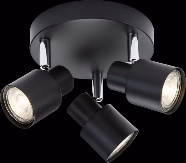 Netlighting Triple GU10 LED Spotlight in Black, Adjustable and Dimmable, IP20 Surface Mounted – 3