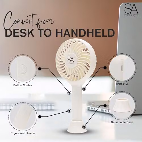 Tanness Rechargeable Handheld Fan in White – 3