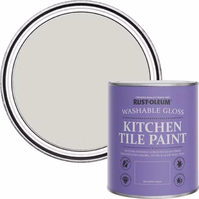 Rust-Oleum Water-Based Kitchen Tile Paint in Gloss Finish, Beige and Grey, 0.75 l