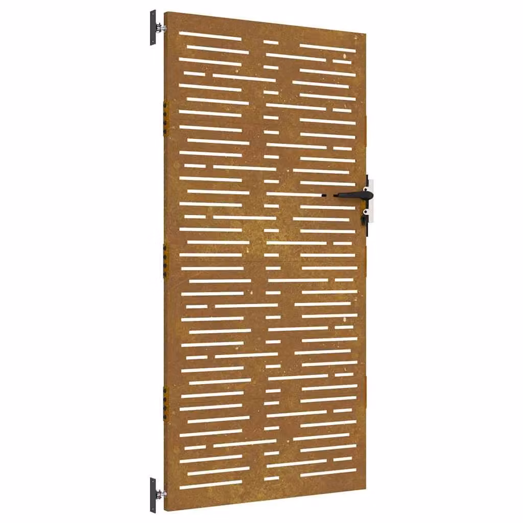 Berkfield Brown Corten Steel Square Design Garden Gate, W: 85 cm, H: 175 cm – 2