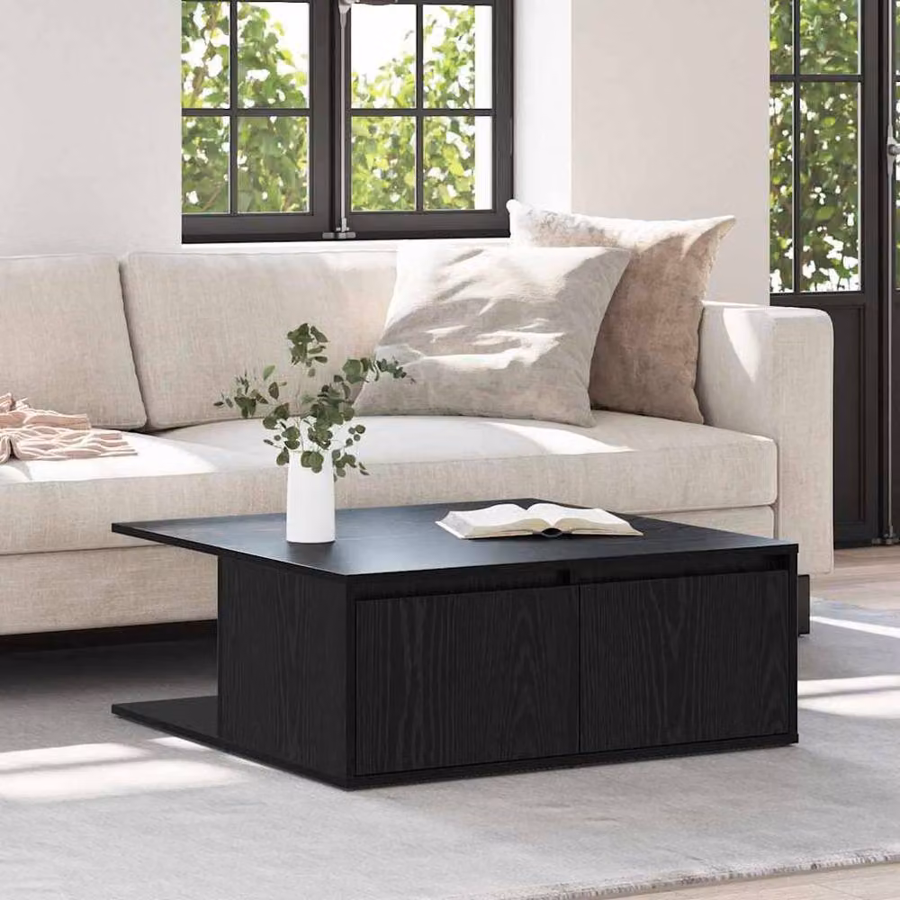 Berkfield Home Black Oak Coffee Table, W: 80 cm, D: 80 cm, H: 31 cm – 4