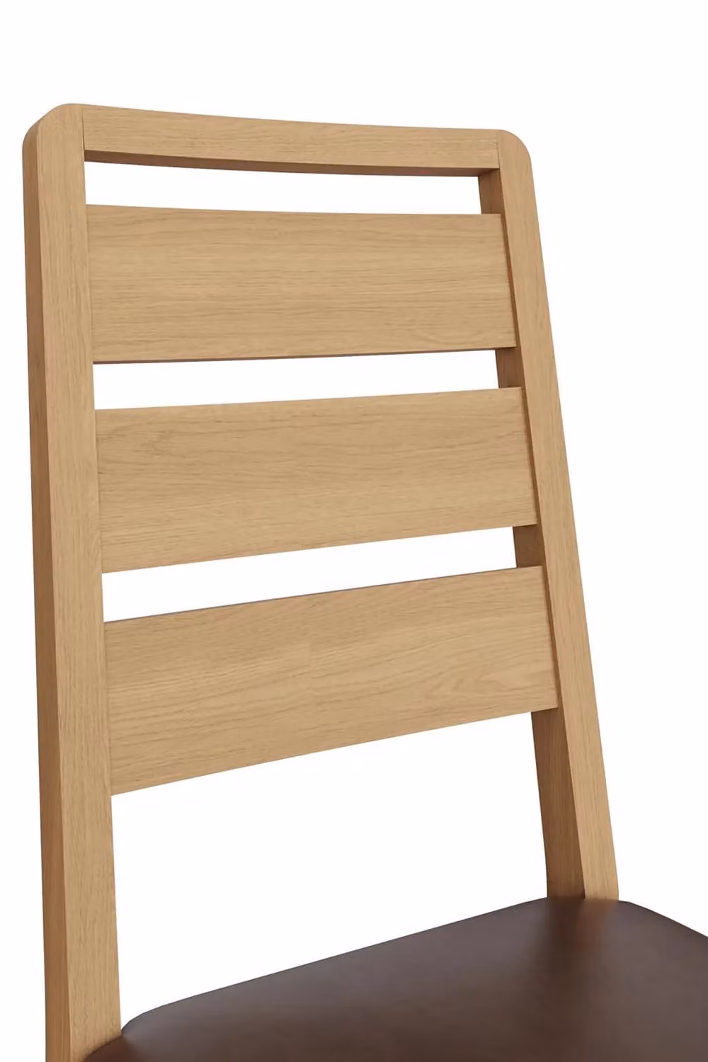FWStyle Pair of Natural Oak Ladder Back Dining Chairs in Brown – 4