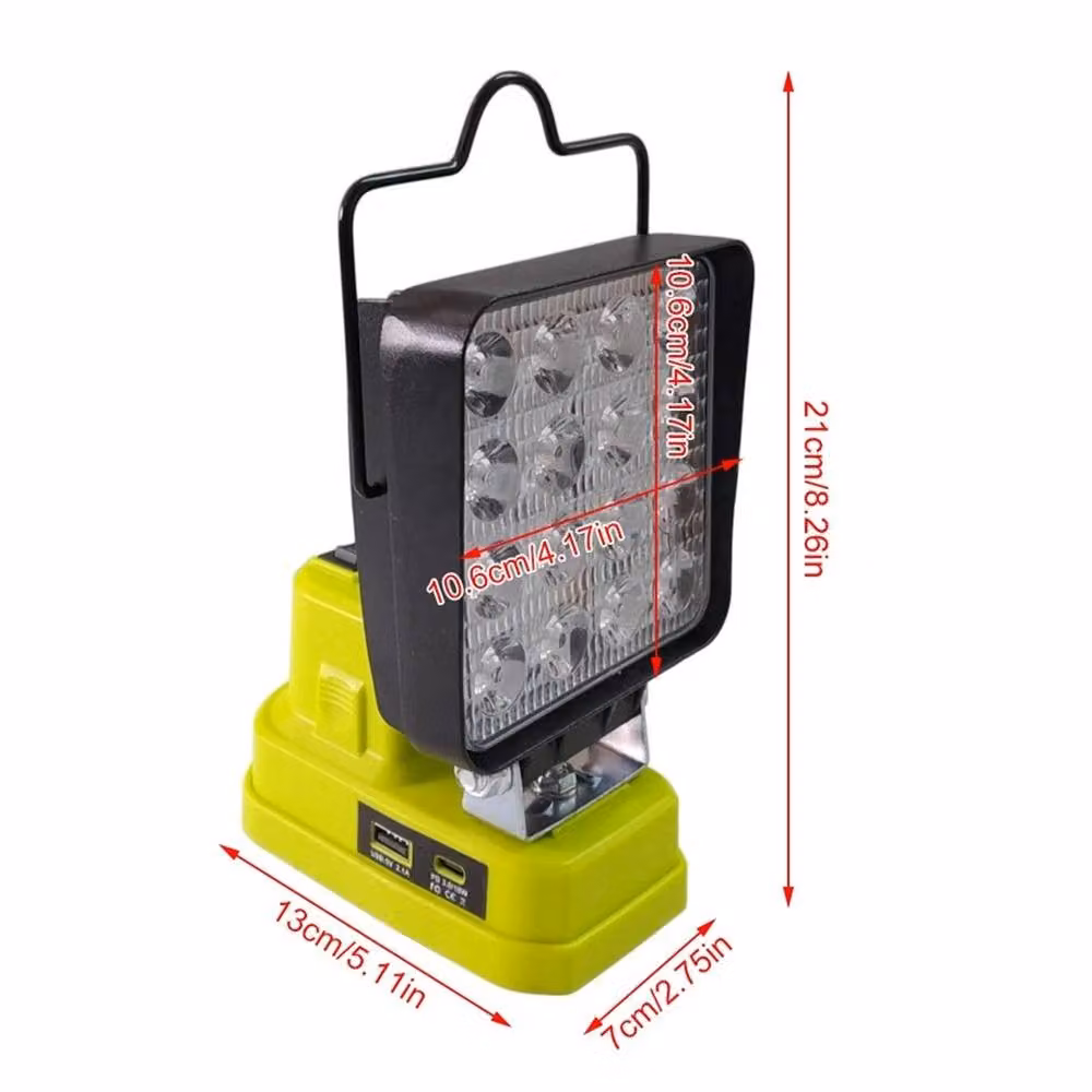 Nordara Yellow LED Work Light for Ryobi 18V Battery with Adjustable Brightness and USB Ports – 2