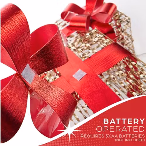 The Christmas Workshop Light-Up Gold and Red Gift Box Set of 3 with Warm White LED Lights and Timer Function, Battery Powered, W/D/H: 22 x 20 x 20 cm – 4
