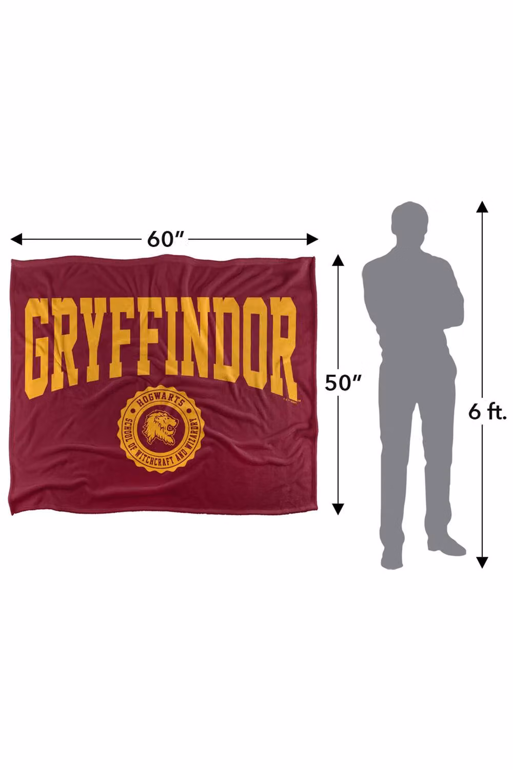 LOGOVISION Harry Potter Gryffindor Seal Super Soft Silky Touch Fleece Throw Blanket, Multicolour, W: 127.0 cm, L: 152.4 cm – 6