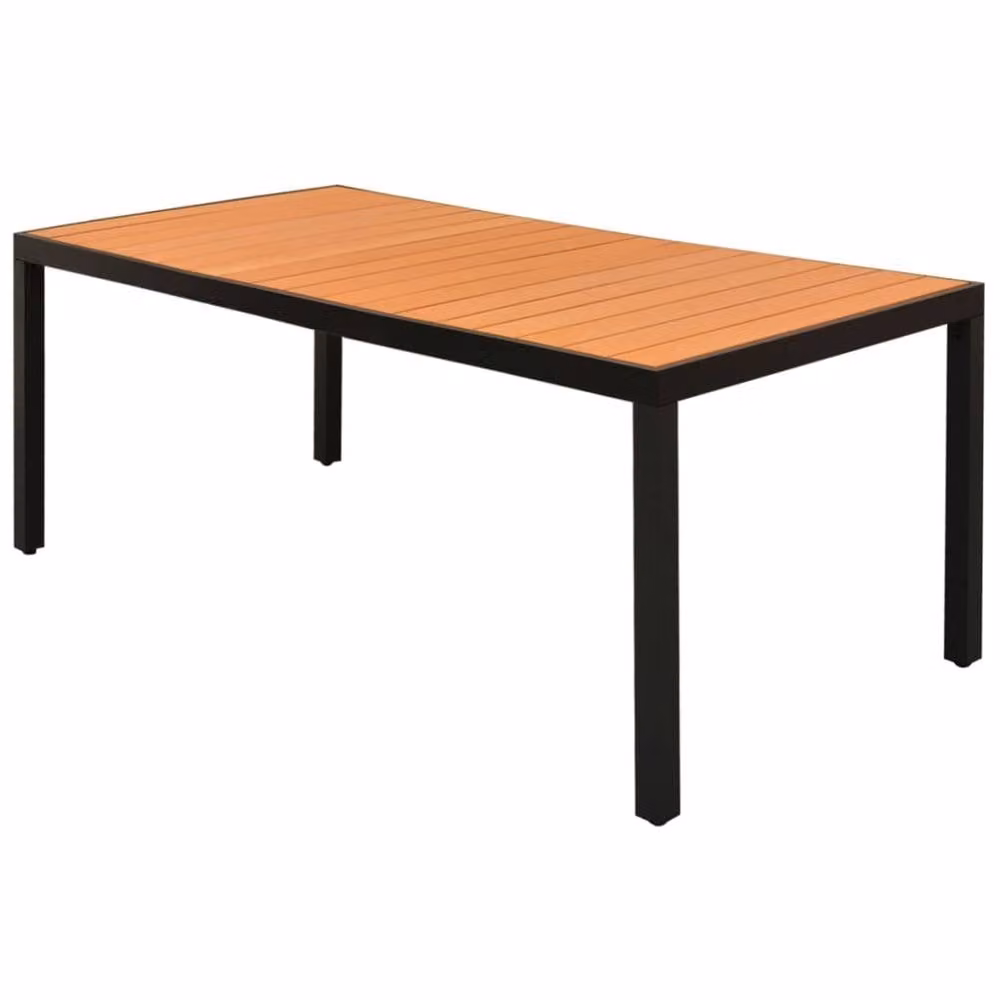 Berkfield Home Brown Rectangular Garden Table with Powder Coated Aluminium and Composite WPC, W/D/H: 185 x 90 x 74 cm – 2