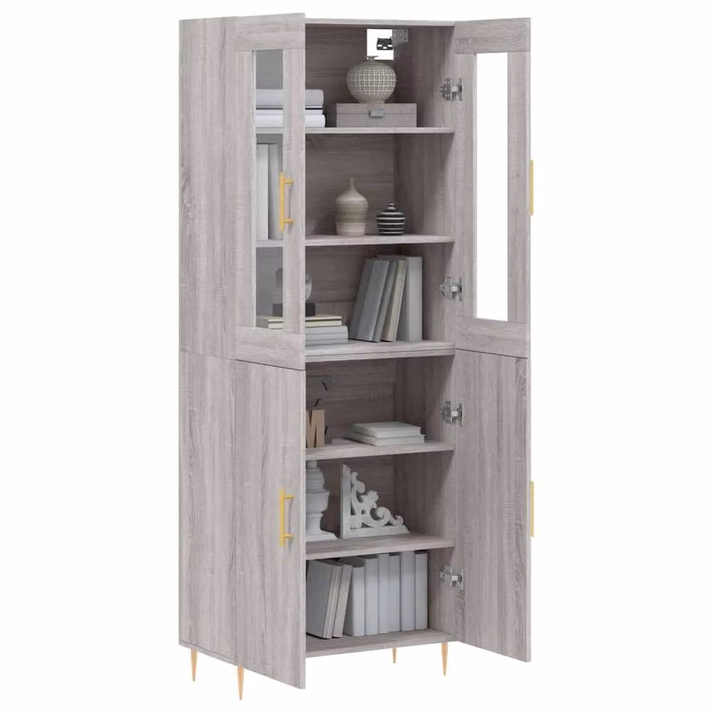 Berkfield Home Grey Sonoma Modern Highboard in Engineered Wood W/D/H: 69.5 x 34 x 180 cm – 2