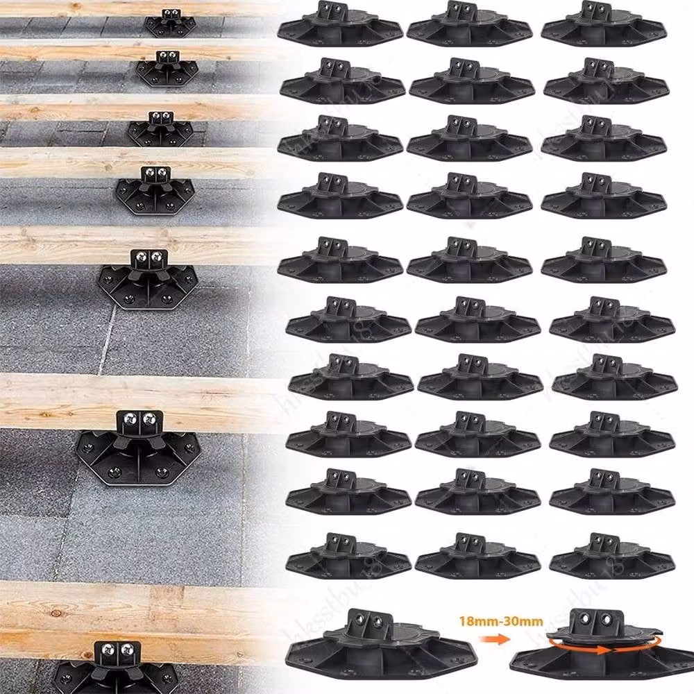 SPETLEK 30x Adjustable Decking Pedestal Riser Bearing in Black, W/D/H: 52.0 x 520.0 x 10000.0 mm – 2