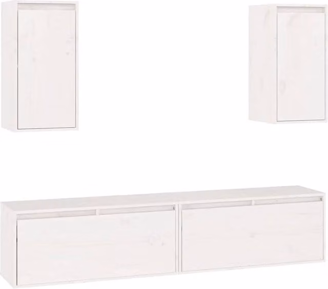 Berkfield Home Classic White Solid Wood Pine Wall Mounted Cabinet Set of 4 – 1